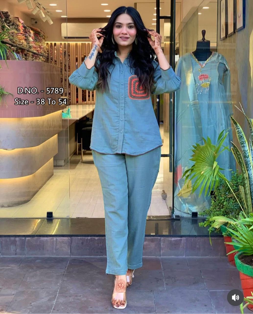 Heavy Cotton Slub/Flex (Khadi) Hand Aari Embroidered Short Shirt & Pant Co-ord Set