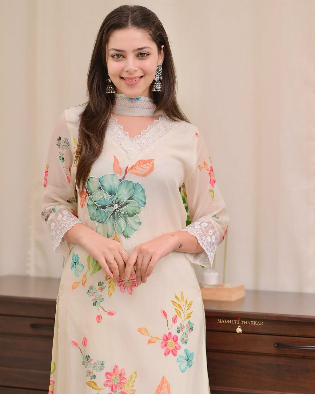 Premium Reshmi Organza Digital Print Suit Set with Handwork & Dupatta – 3 Piece