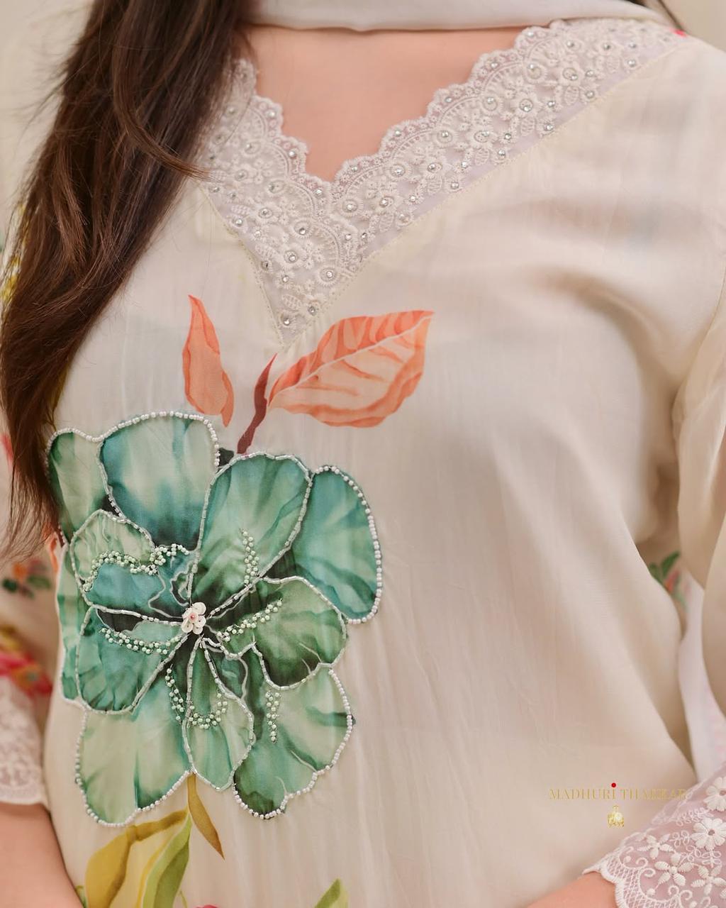 Premium Reshmi Organza Digital Print Suit Set with Handwork & Dupatta – 3 Piece