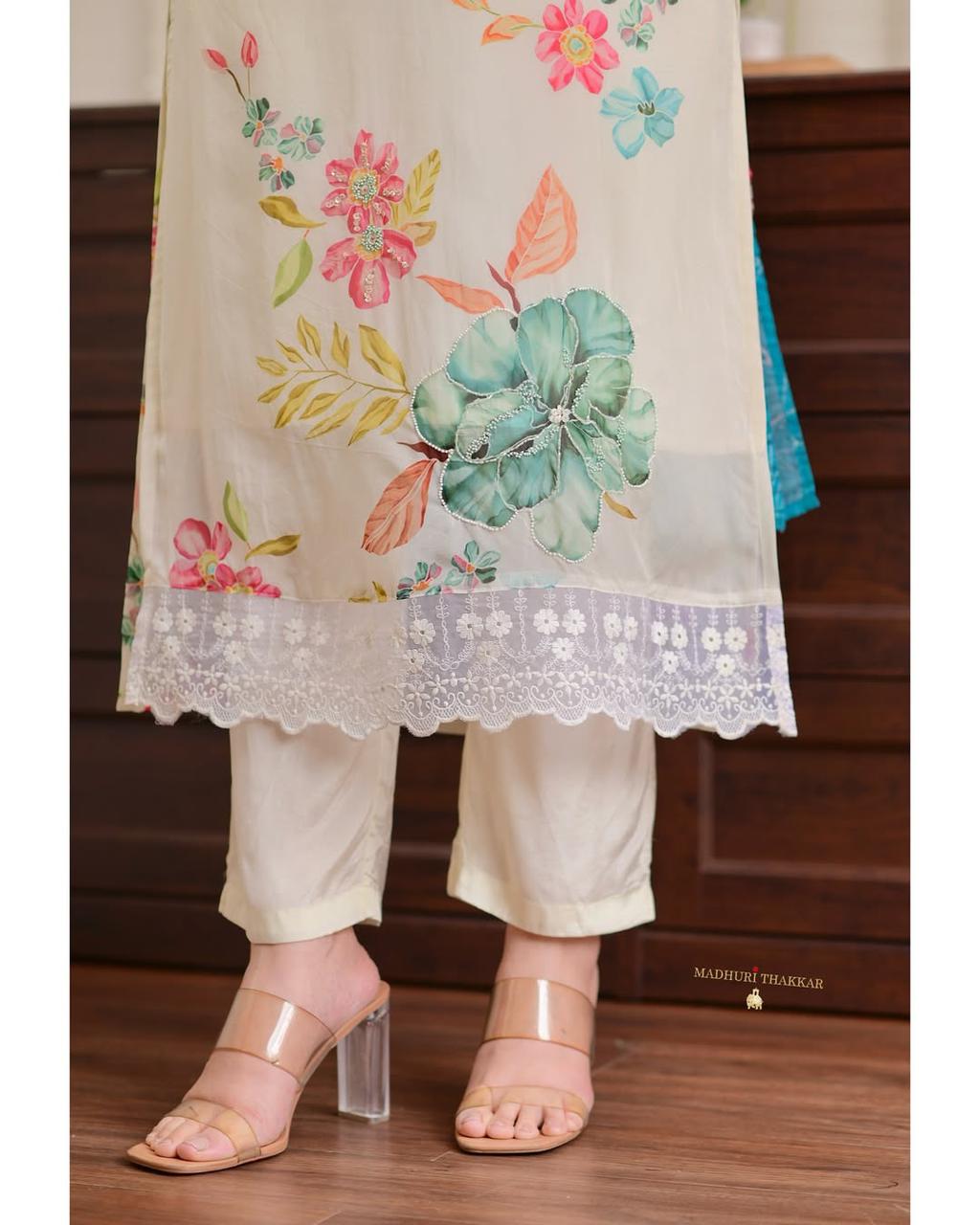 Premium Reshmi Organza Digital Print Suit Set with Handwork & Dupatta – 3 Piece