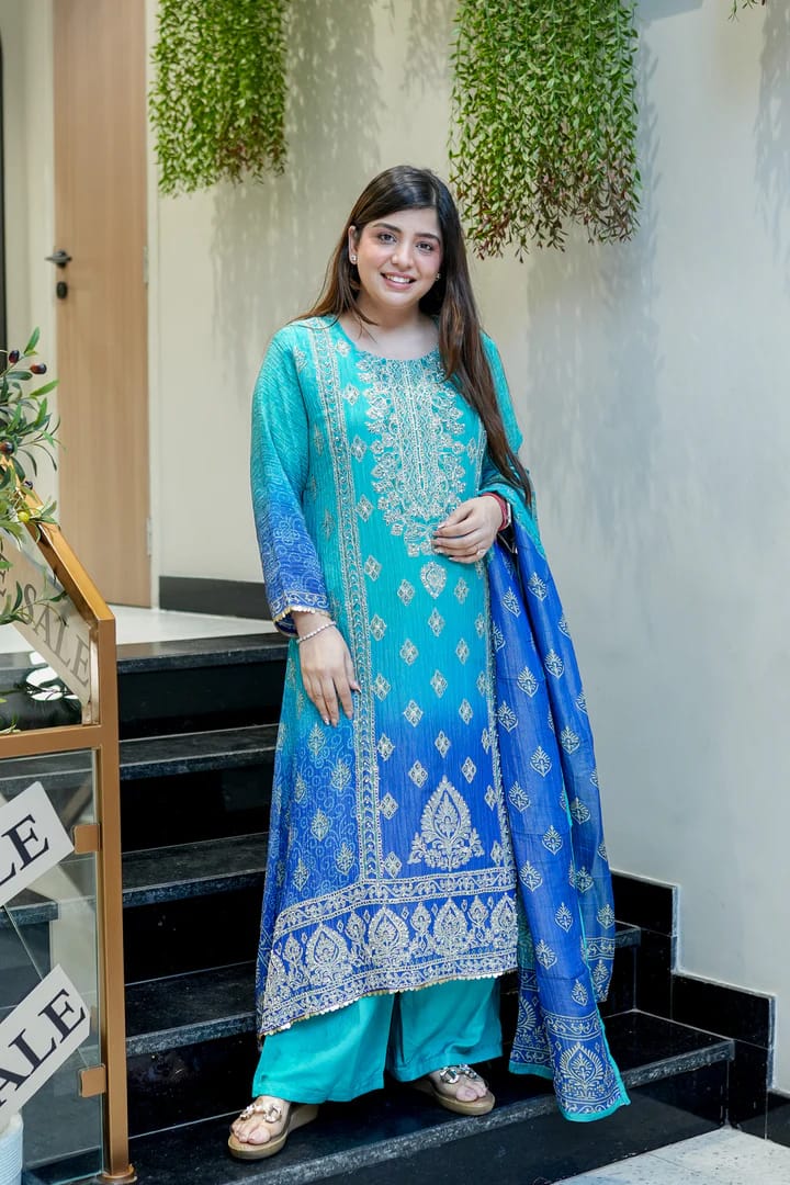 Festival Special Pure Chinnon Chandani Suit Set with Hand Embroidery