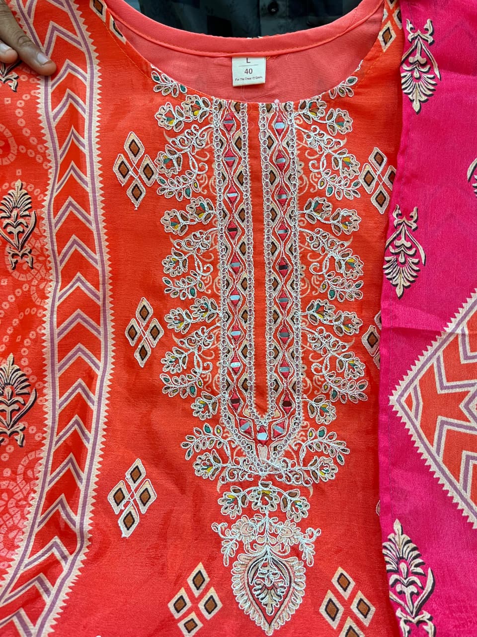 Festival Special Pure Chinnon Chandani Suit Set with Hand Embroidery