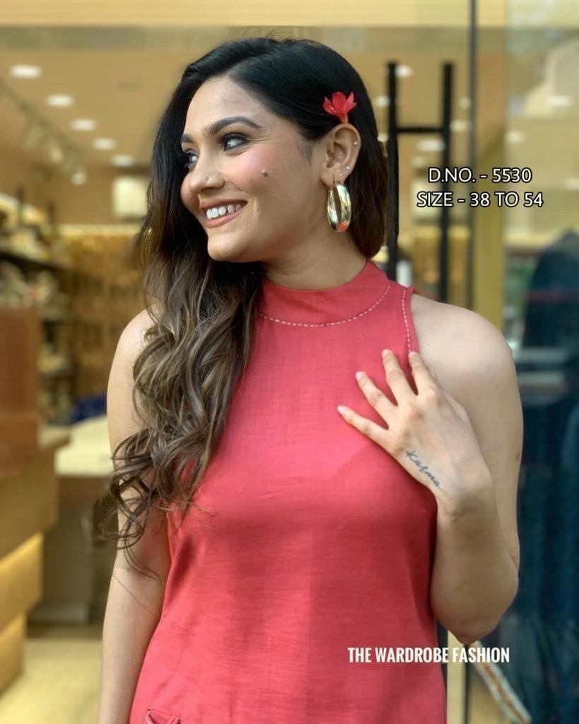 Pure Cotton Fabric Long Kurta With Palazzo Set