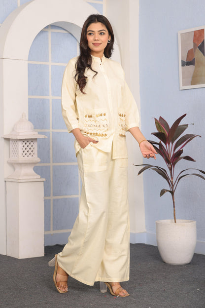 Elegant Cotton Flex Kurta with Sequins Work & Pant Set