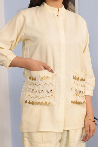 Elegant Cotton Flex Kurta with Sequins Work & Pant Set