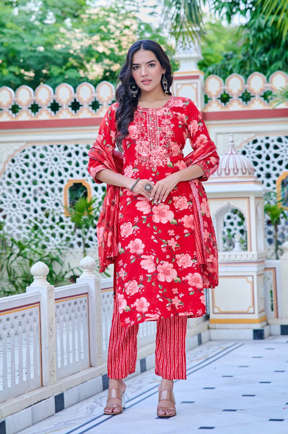 Elegant Rayon Kurti Set with Malmal Dupatta