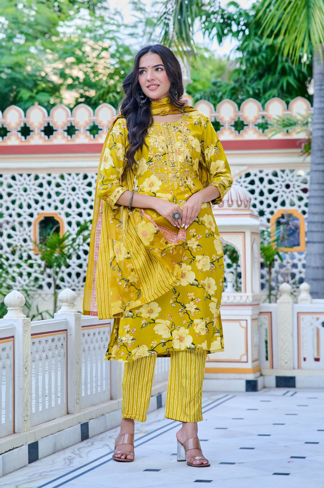 Elegant Rayon Kurti Set with Malmal Dupatta