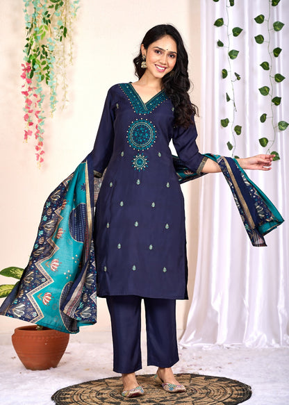 Luxurious Silk Kurti Set with Digital Printed Dupatta