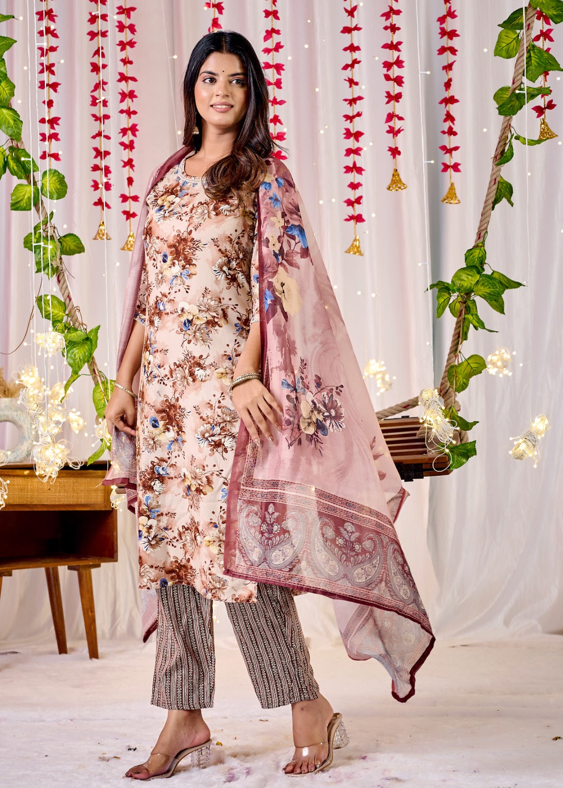 Elegant Surat Heavy Rayon Kurti Set with Digital Printed Dupatta