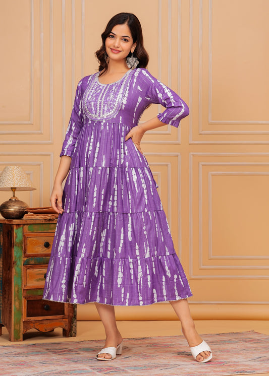 Purple Lurex Rayon Kurti