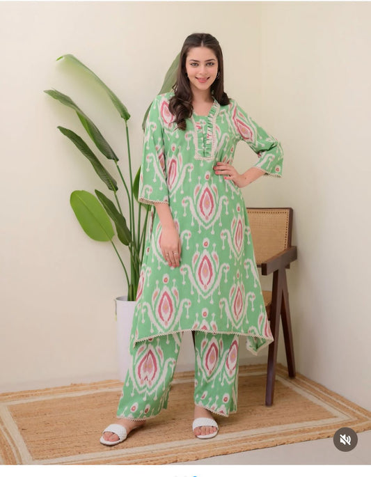 Jaipur Print A-Line Cotton Co-ord Set with Pocket
