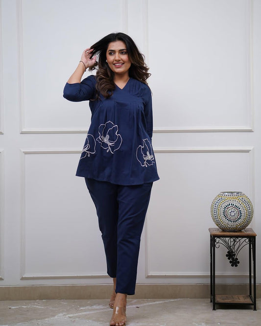 Printex Embroidered Cotton Co-ord Set (Top & Pant)