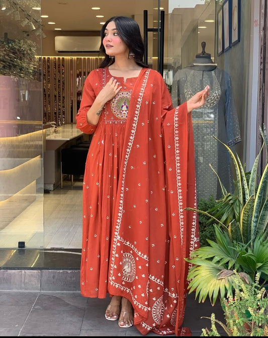 Malmal Cotton Suit Set with Heavy Mayur Embroidery