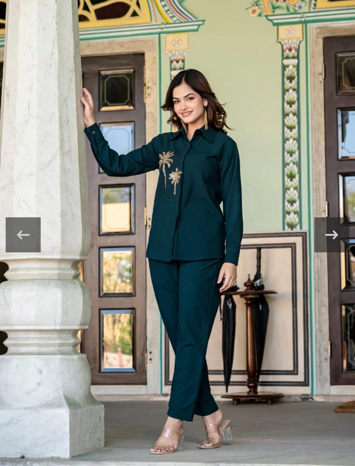 Premium Cotton Slub Hand-Embroidered Kurti with Pant – 2 Piece Coord Set