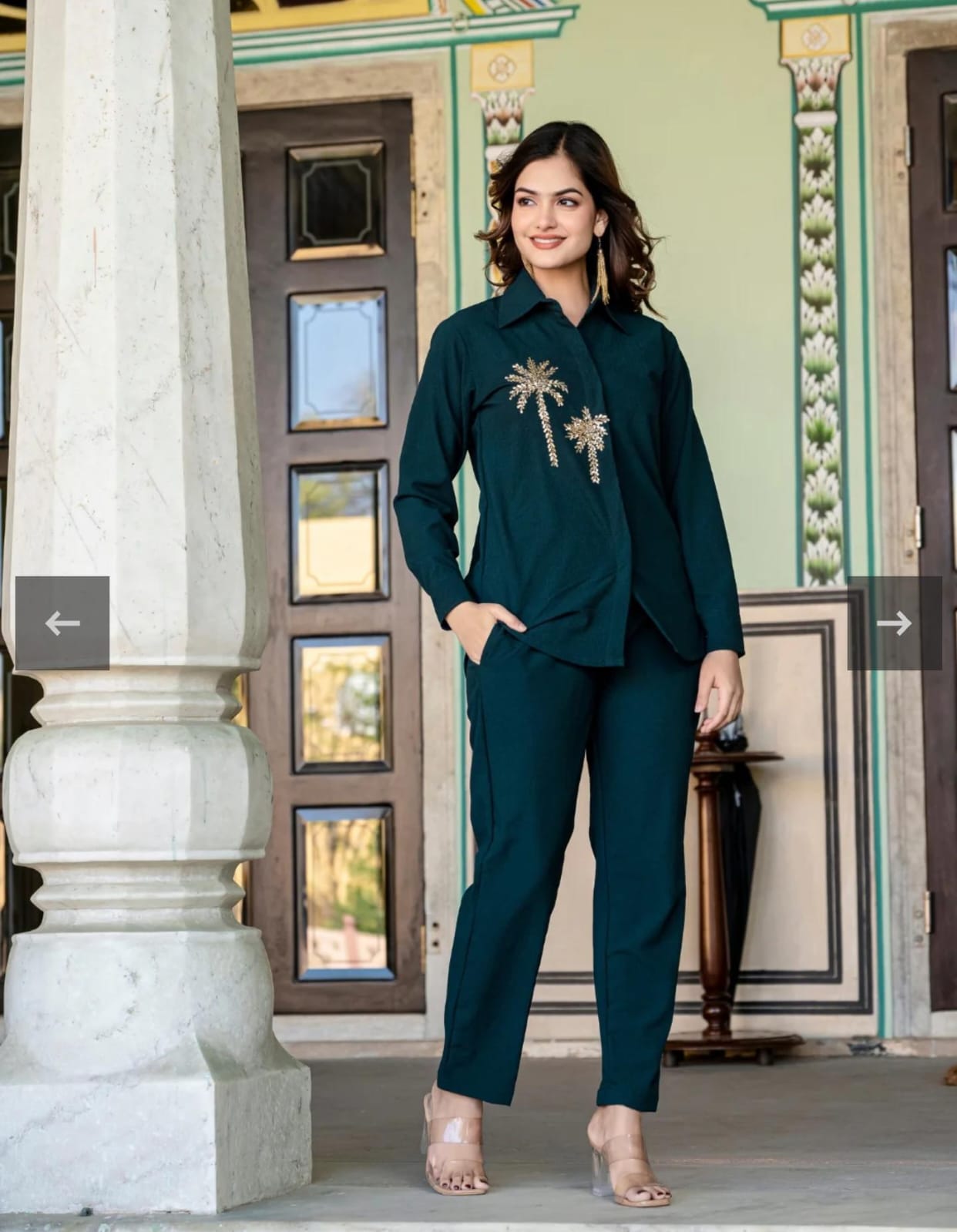 Premium Cotton Slub Hand-Embroidered Kurti with Pant – 2 Piece Coord Set