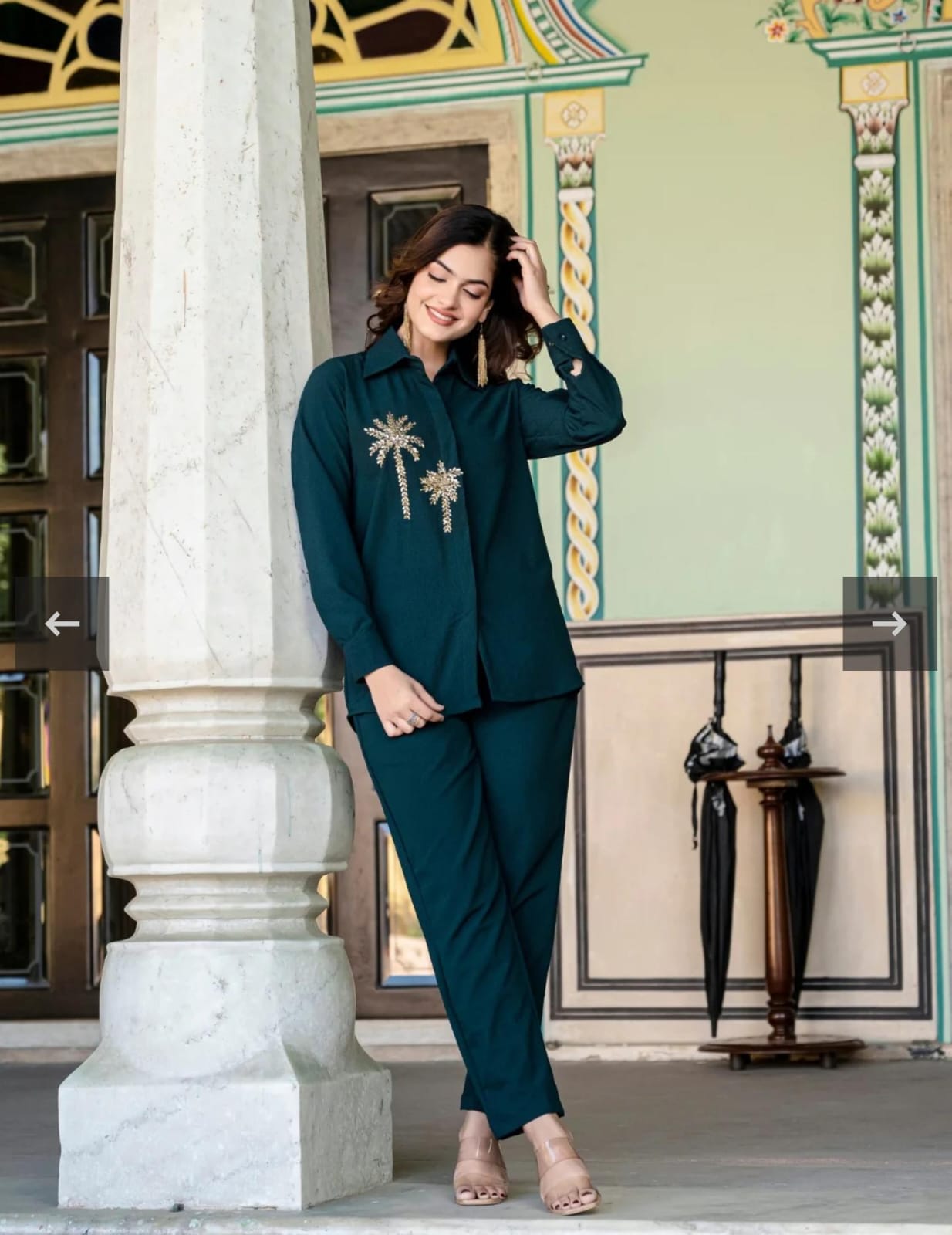 Premium Cotton Slub Hand-Embroidered Kurti with Pant – 2 Piece Coord Set