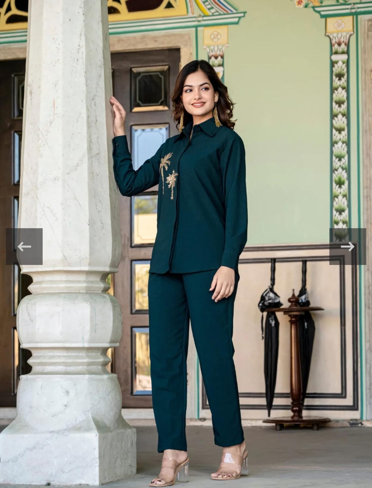 Premium Cotton Slub Hand-Embroidered Kurti with Pant – 2 Piece Coord Set