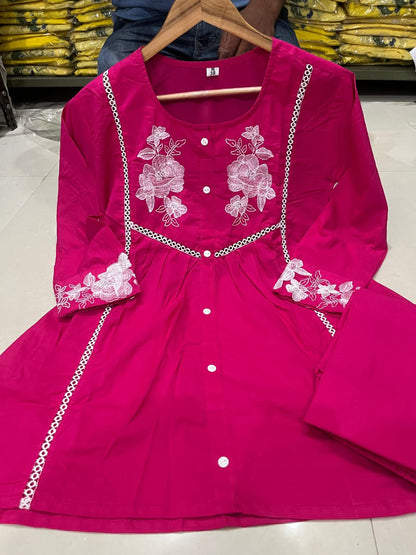 Cotton Slub Embroidered Co-ord Set – Rani and Blue