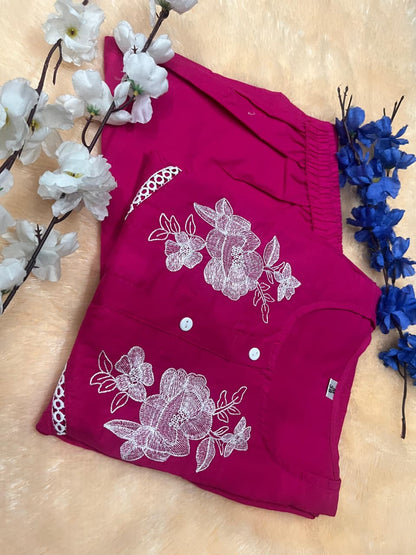 Cotton Slub Embroidered Co-ord Set – Rani and Blue