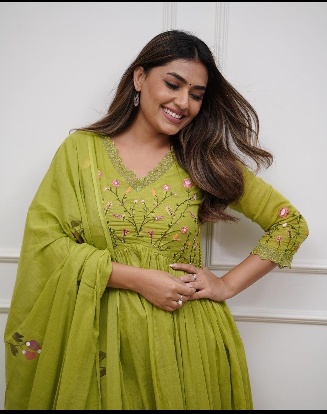 Premium Pure Cotton Embroidered Suit Set with Sequins and Discharge Print