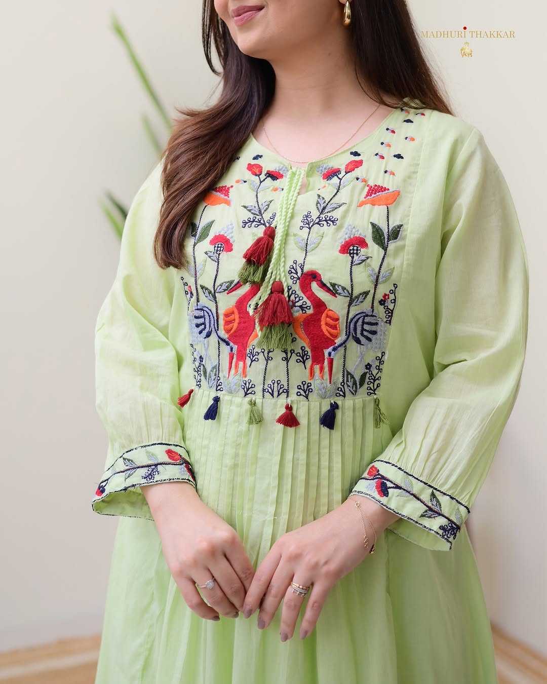 Elegant Heavy Cotton Embroidered Kurti & Pant Set – Fully Stitched