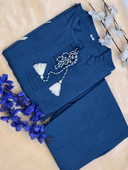 New Beauty full Cotton Fabric Embroidery Work Kurta With Pant Coord Set