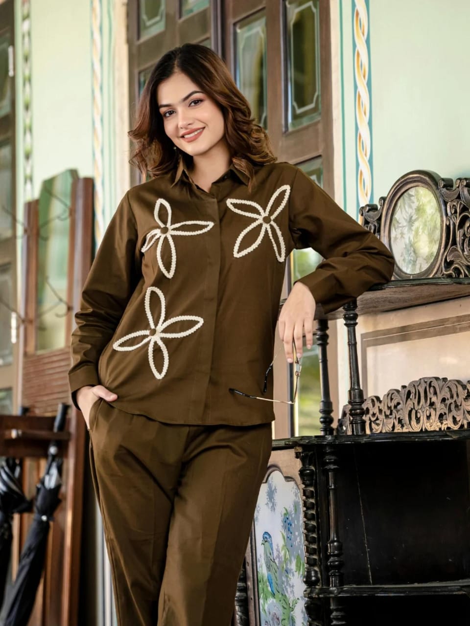 New Article In Pure Cotton slab Fabric Beautiful Embroidery work Kurta With Pant Coord Set