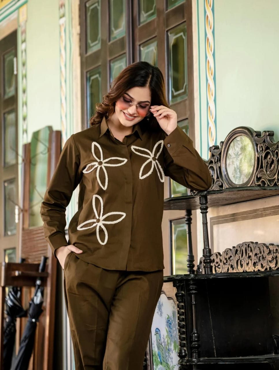 New Article In Pure Cotton slab Fabric Beautiful Embroidery work Kurta With Pant Coord Set