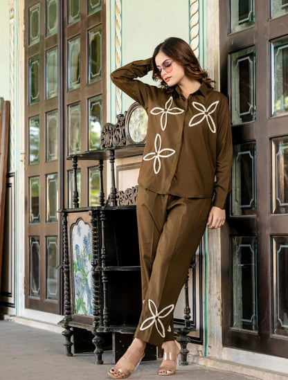 New Article In Pure Cotton slab Fabric Beautiful Embroidery work Kurta With Pant Coord Set