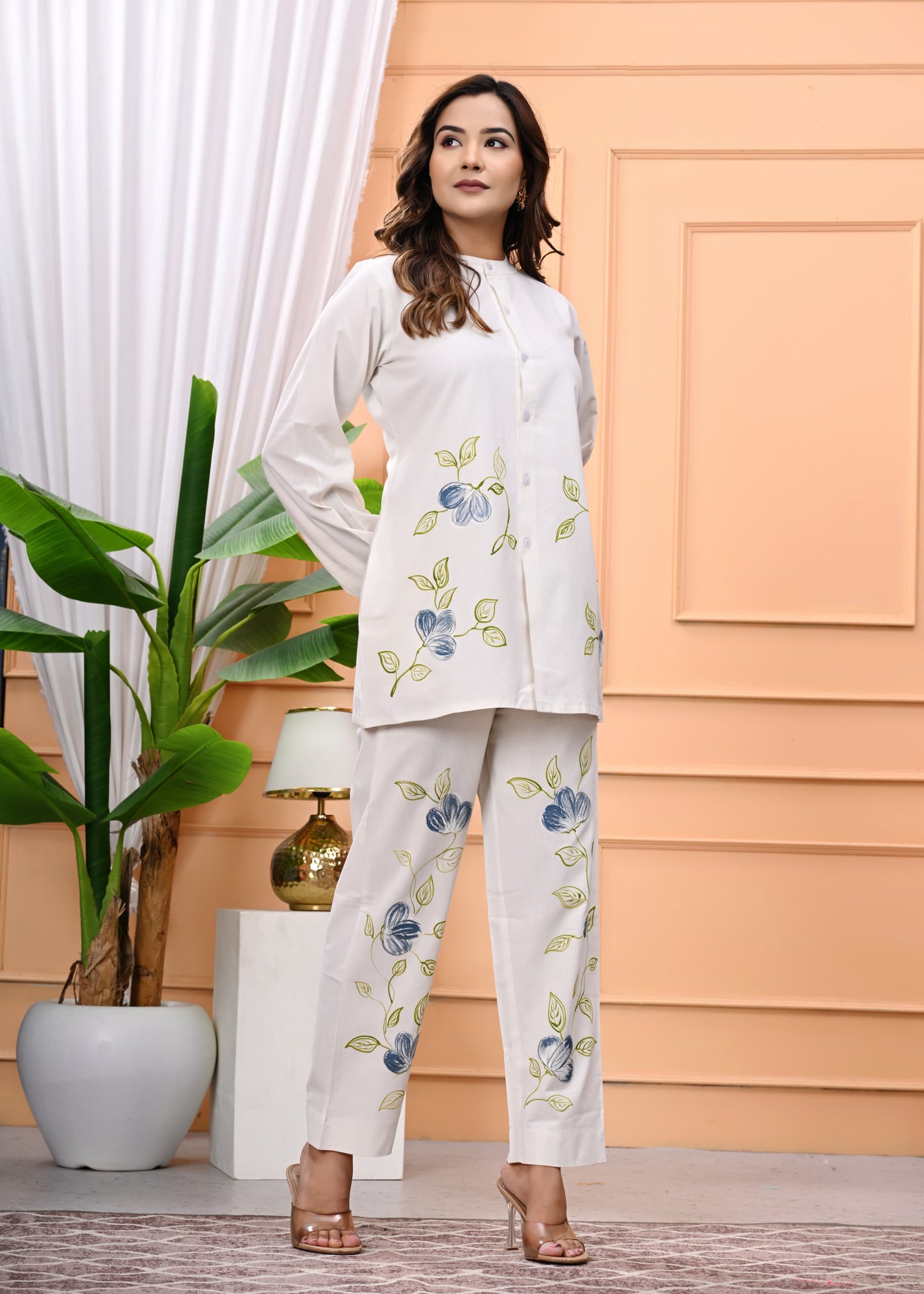 Premium Cotton Flex Hand Brush Print Kurti with Pant – 2 Piece Co-ord Set