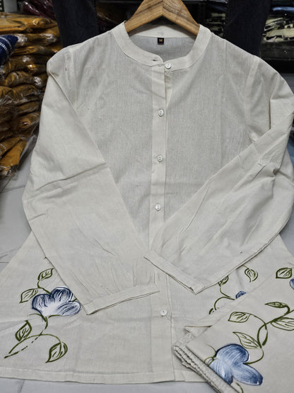 Premium Cotton Flex Hand Brush Print Kurti with Pant – 2 Piece Co-ord Set