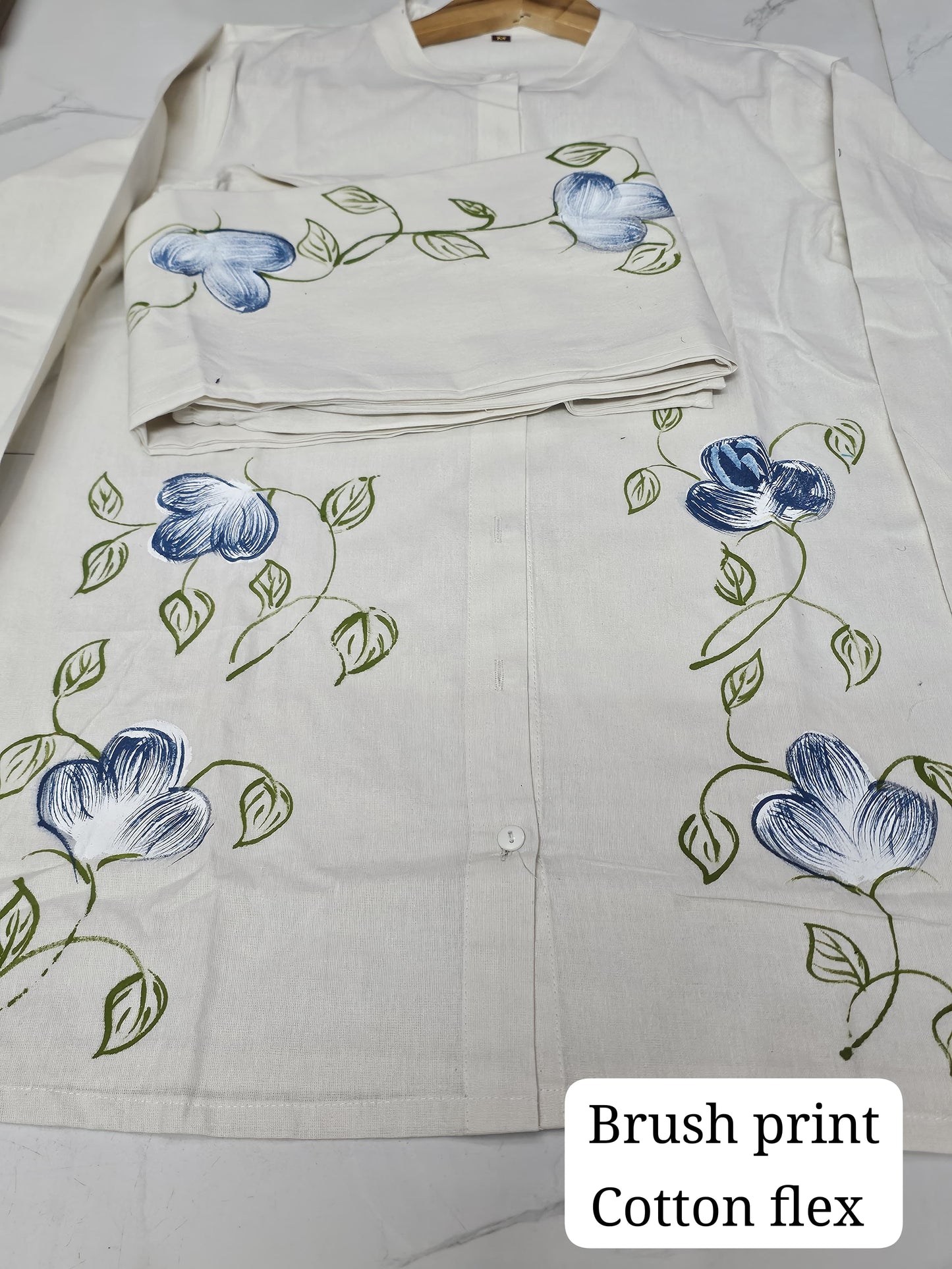 Premium Cotton Flex Hand Brush Print Kurti with Pant – 2 Piece Co-ord Set