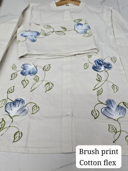 Premium Cotton Flex Hand Brush Print Kurti with Pant – 2 Piece Co-ord Set