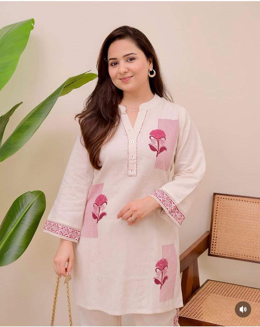 Beautiful Heavy Cotton Flex Khadi Hand Block Printed Co-ord Set