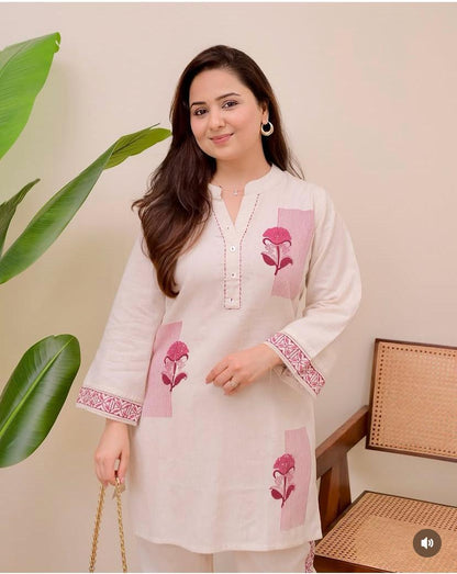 Beautiful Heavy Cotton Flex Khadi Hand Block Printed Co-ord Set