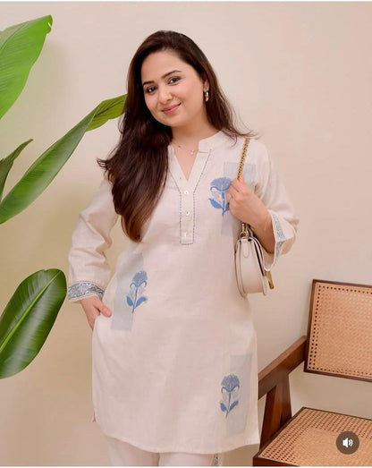 Beautiful Heavy Cotton Flex Khadi Hand Block Printed Co-ord Set