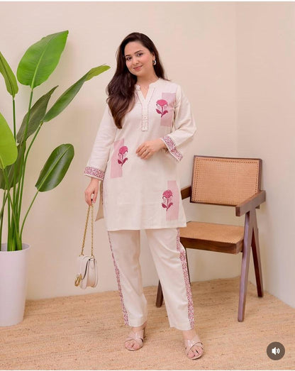 Beautiful Heavy Cotton Flex Khadi Hand Block Printed Co-ord Set