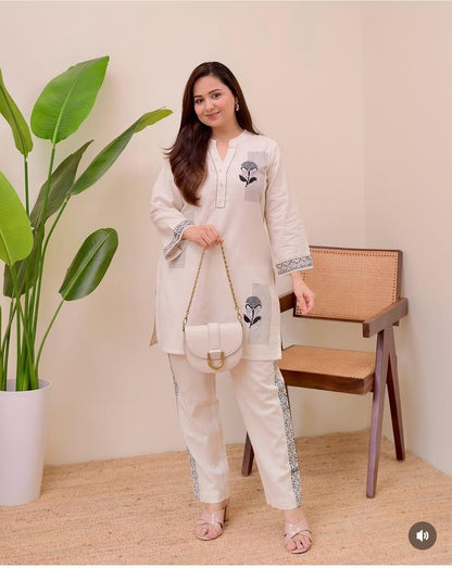 Beautiful Heavy Cotton Flex Khadi Hand Block Printed Co-ord Set