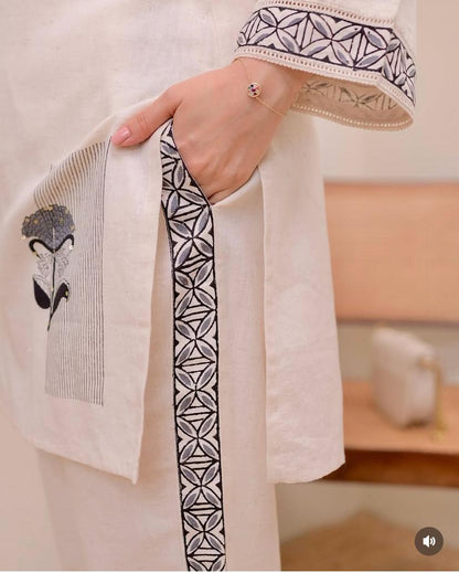 Beautiful Heavy Cotton Flex Khadi Hand Block Printed Co-ord Set