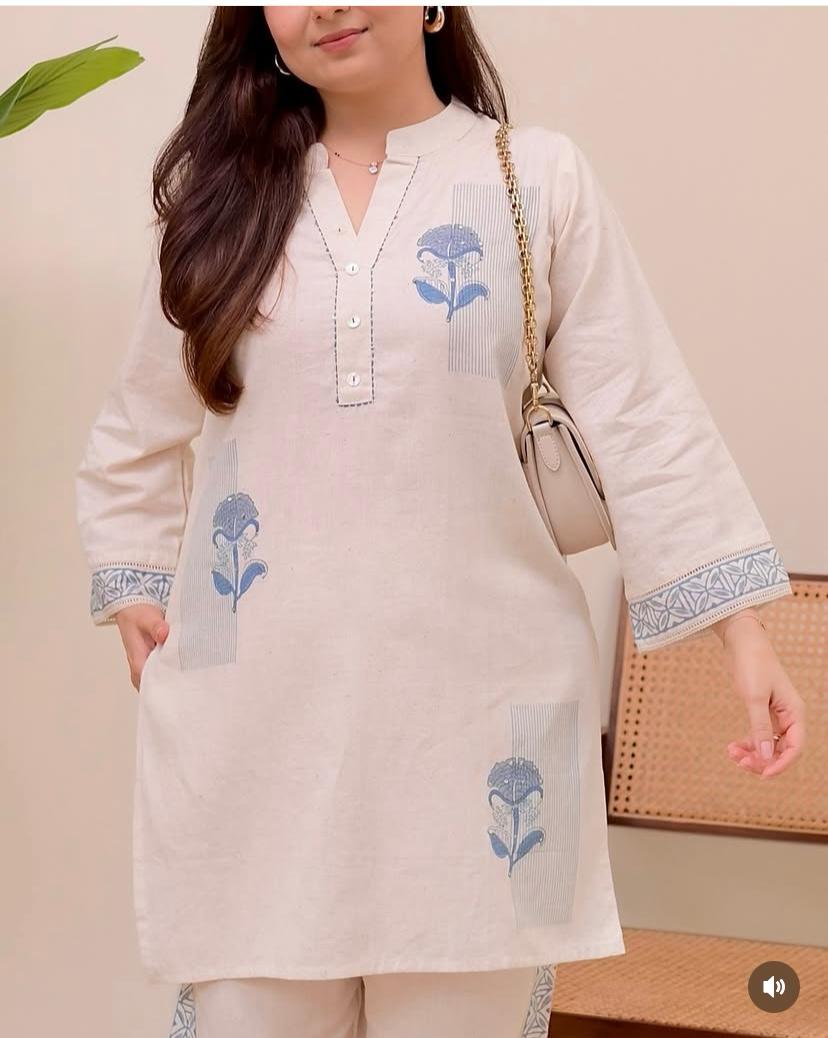 Beautiful Heavy Cotton Flex Khadi Hand Block Printed Co-ord Set