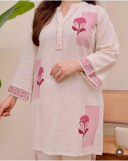 Beautiful Heavy Cotton Flex Khadi Hand Block Printed Co-ord Set