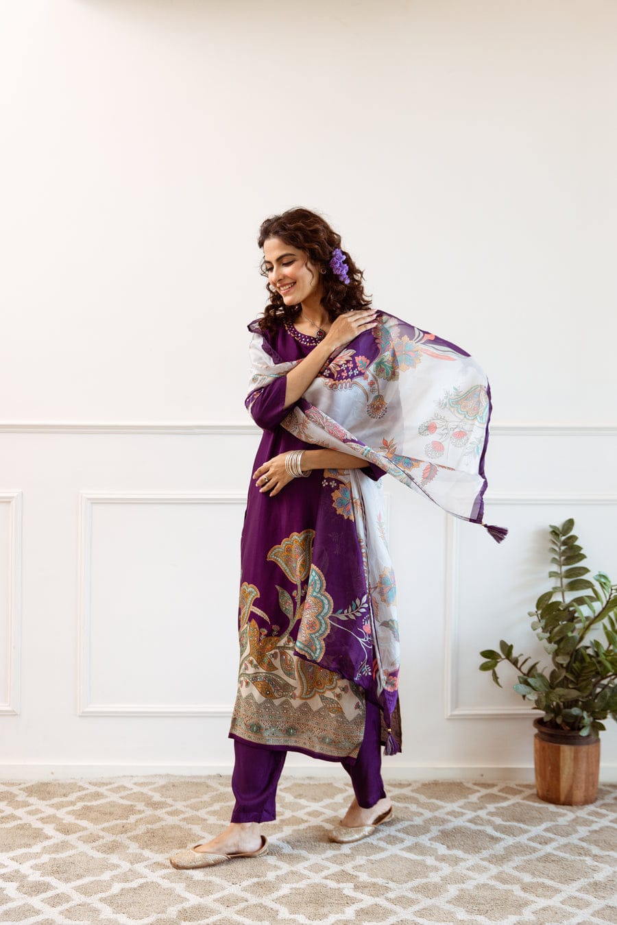New Heavy KitKat Silk Fabric Floral Digital Print Kurta With Pant & Dupatta Set