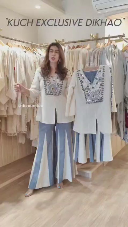 Embroidered Cotton Co-ord Set: Top & Kali Pants