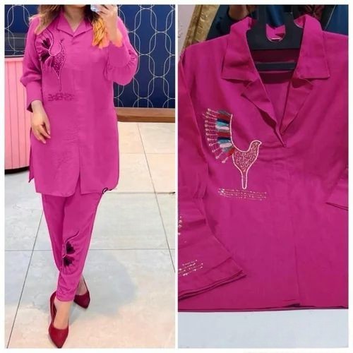 Elegant Cotton Slub/Flex Khadi Embroidered Co-ord Set